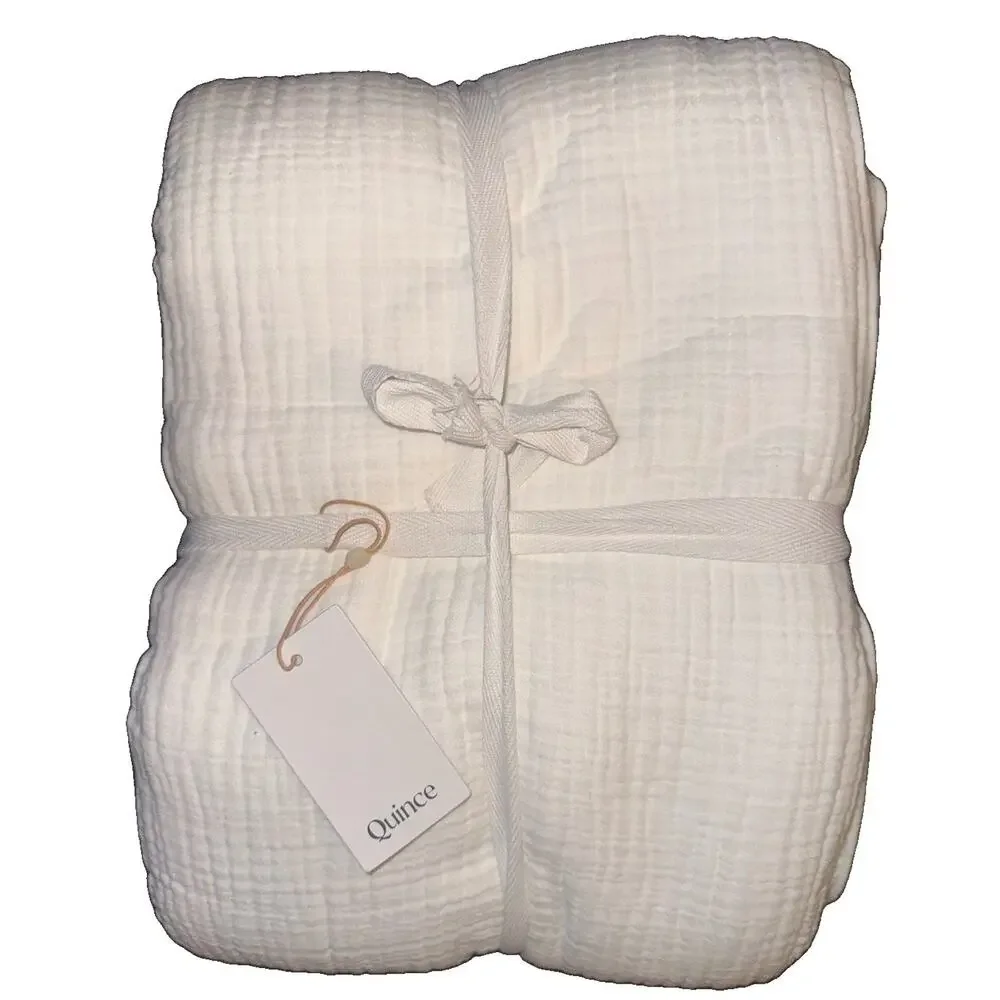 Quince Organic Airy Cotton Gauze Blanket White Full Queen NWT 100% Cotton
